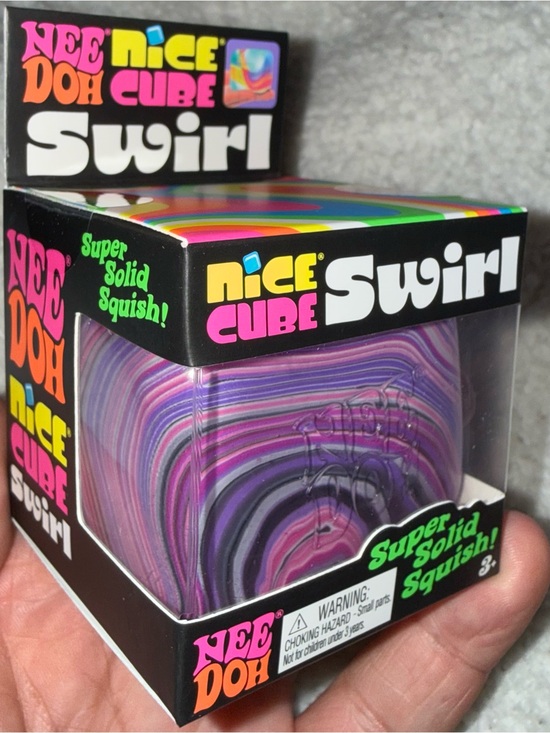Schylling Other - 💜🤍🩷 RARE Nee Doh Nice Cube Swirl Squishy Cube - Purple Pink Black Marble